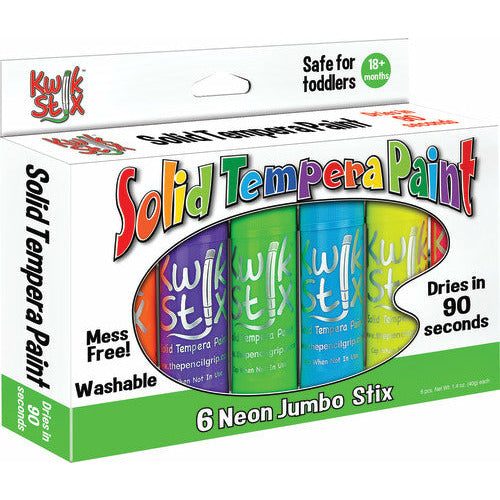 Jumbo Kwik Stix™ Tempera Paint, 6 Neon Colors