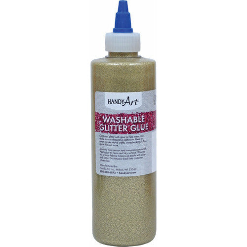 Handy Art® Washable Glitter Glue, 8 oz., Gold