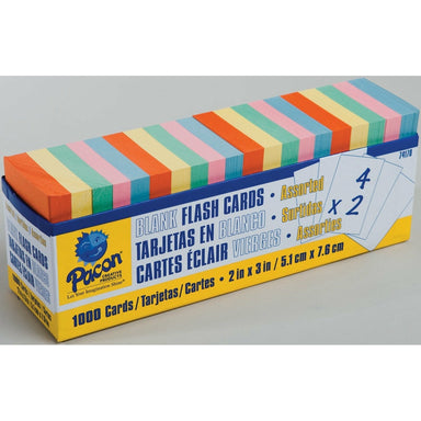 Blank Flash Cards, Assorted, 3" X 2", Box Of 1,000 - A1 School Supplies